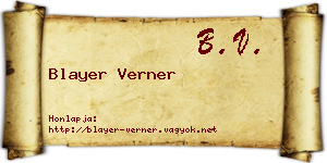 Blayer Verner névjegykártya
